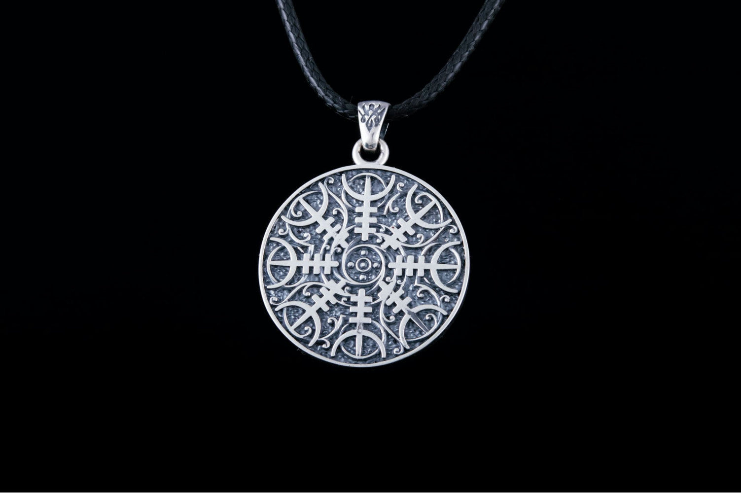 Viking Pendant with Helm of Awe Symbol Sterling Silver Norse Jewelry - vikingworkshop