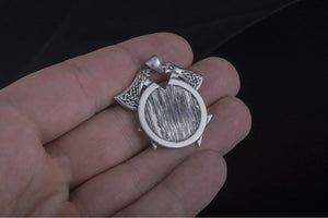 Viking Axes with Shield Sterling Silver Norse Jewelry - vikingworkshop