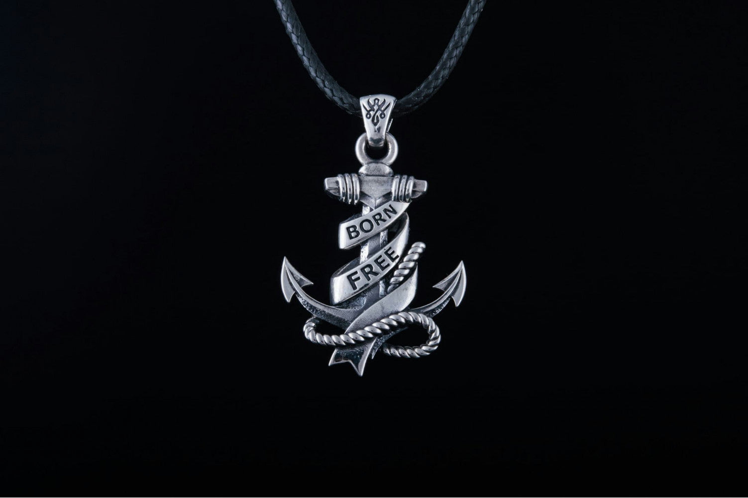 Anchor Symbol with Rope Pendant Sterling Silver Handcrafted Jewelry - vikingworkshop