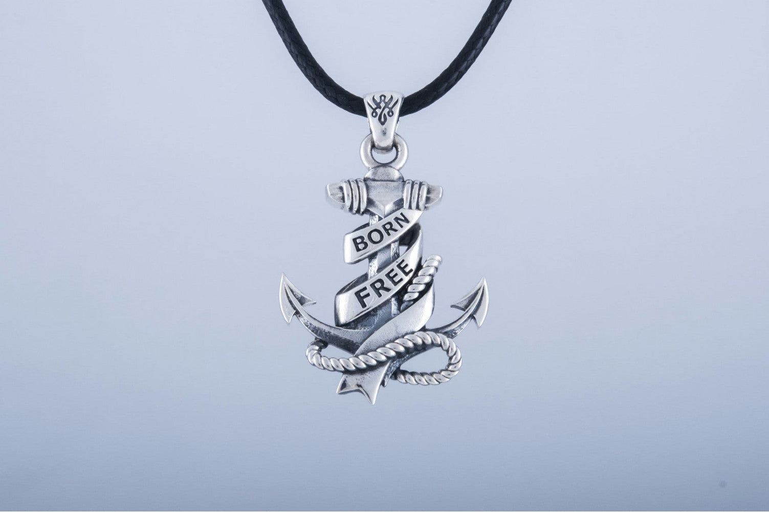 Anchor Symbol with Rope Pendant Sterling Silver Handcrafted Jewelry - vikingworkshop