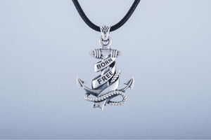 Anchor Symbol with Rope Pendant Sterling Silver Handcrafted Jewelry - vikingworkshop