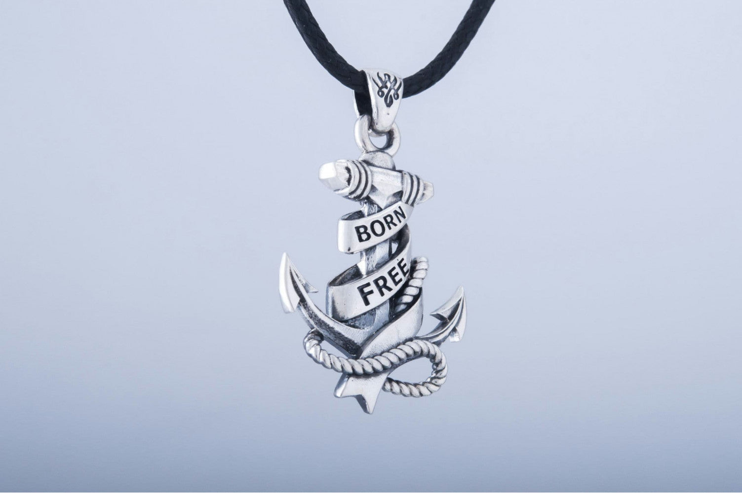 Anchor Symbol with Rope Pendant Sterling Silver Handcrafted Jewelry - vikingworkshop