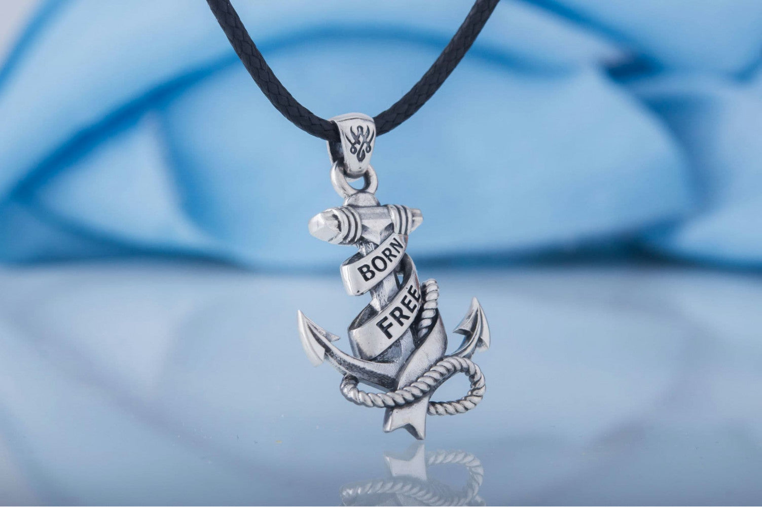 Anchor Symbol with Rope Pendant Sterling Silver Handcrafted Jewelry - vikingworkshop