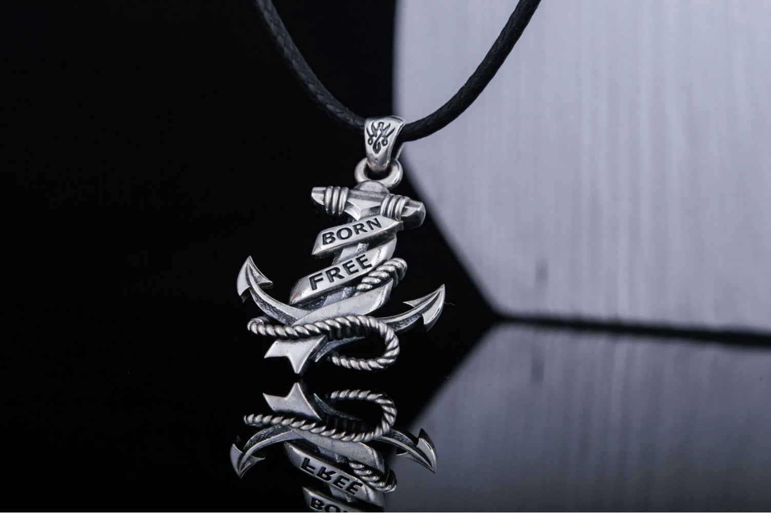 Anchor Symbol with Rope Pendant Sterling Silver Handcrafted Jewelry - vikingworkshop