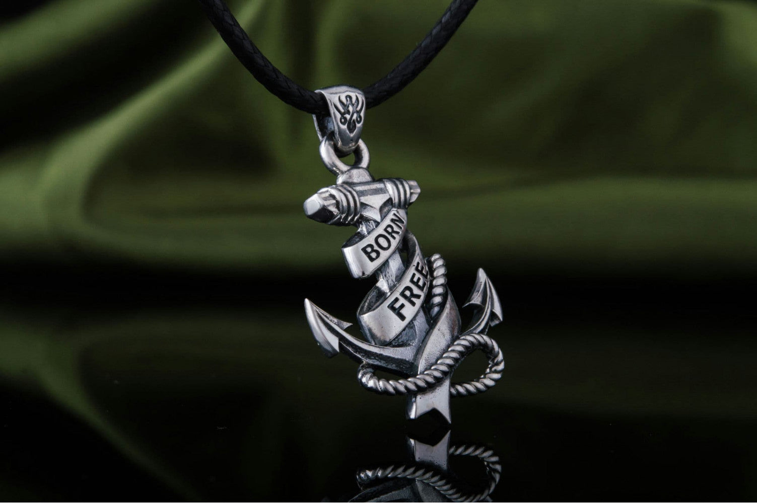 Anchor Symbol with Rope Pendant Sterling Silver Handcrafted Jewelry - vikingworkshop