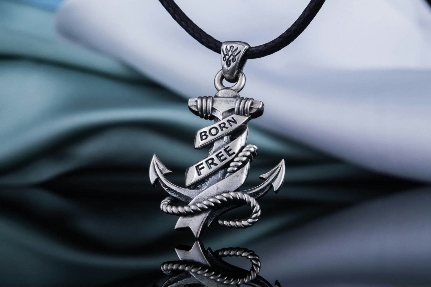 Anchor Symbol with Rope Pendant Sterling Silver Handcrafted Jewelry - vikingworkshop