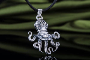 Octopus Pendant Sterling Silver Sailor Jewelry - vikingworkshop