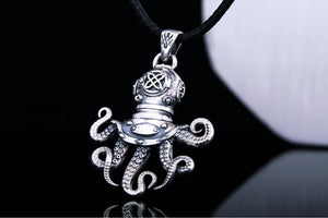 Octopus Pendant Sterling Silver Sailor Jewelry - vikingworkshop