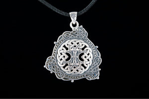 Pendant with Scandinavian Ornament Sterling Silver Norse Jewelry - vikingworkshop