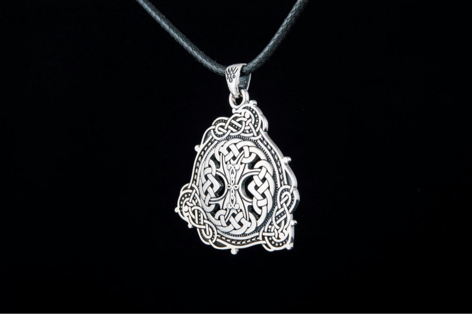 Pendant with Scandinavian Ornament Sterling Silver Norse Jewelry - vikingworkshop