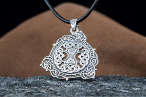 Pendant with Scandinavian Ornament Sterling Silver Norse Jewelry - vikingworkshop