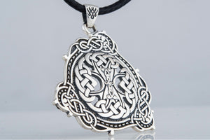 Pendant with Scandinavian Ornament Sterling Silver Norse Jewelry - vikingworkshop