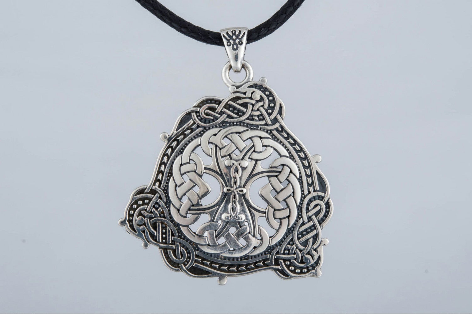 Pendant with Scandinavian Ornament Sterling Silver Norse Jewelry - vikingworkshop