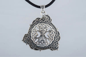 Pendant with Scandinavian Ornament Sterling Silver Norse Jewelry - vikingworkshop