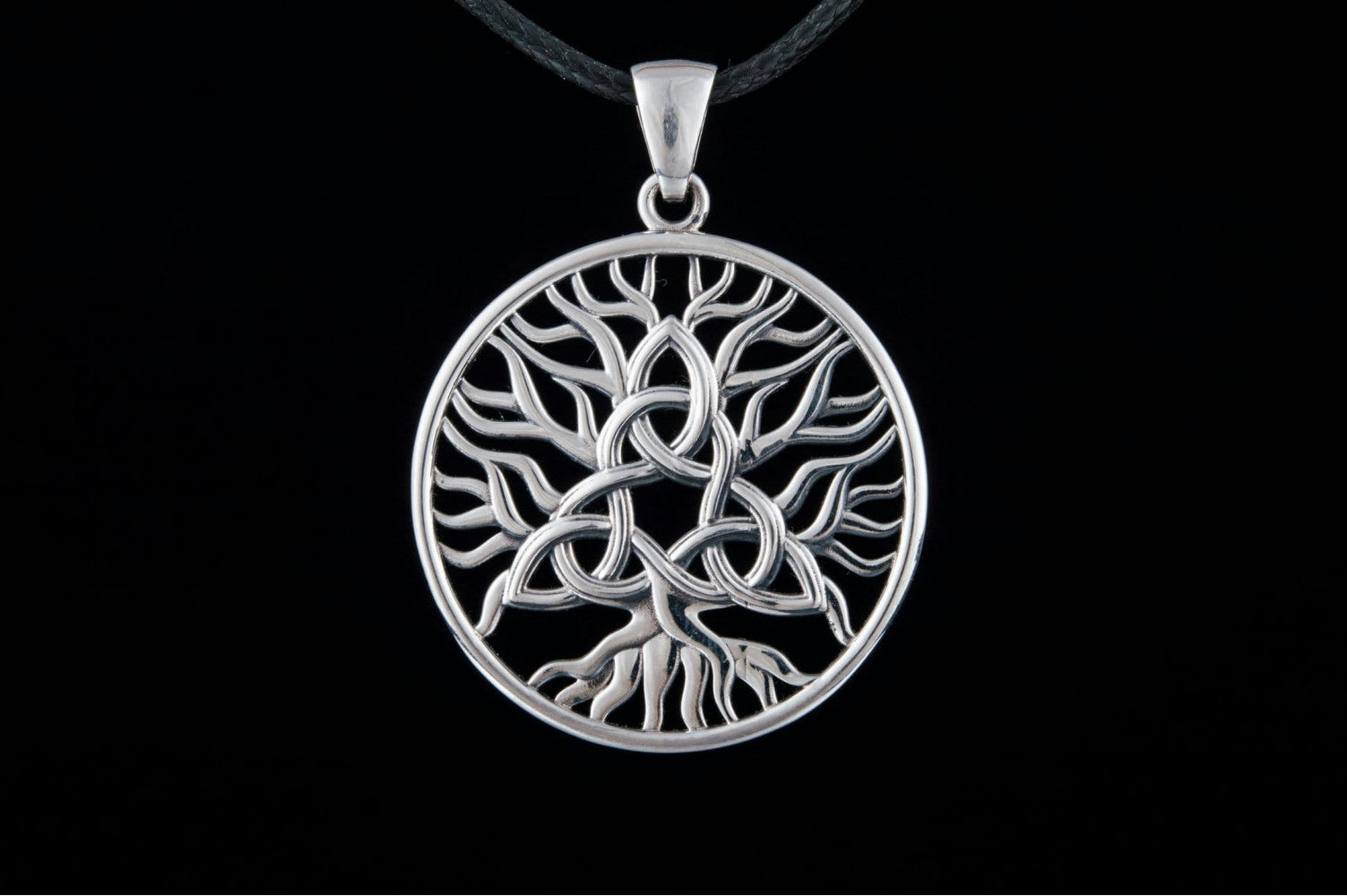 Yggdrasil with Triquetra Symbol Pendant Sterling Silver Viking Jewelry