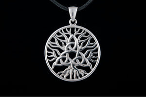 Yggdrasil with Triquetra Symbol Pendant Sterling Silver Viking Jewelry - vikingworkshop