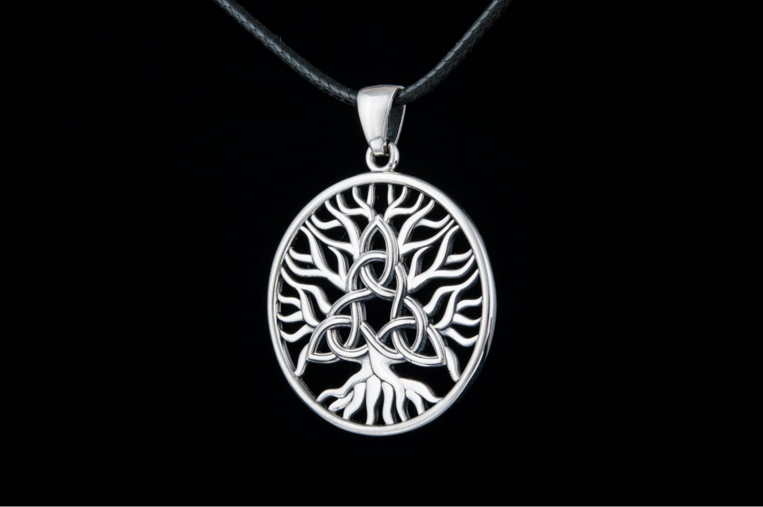 Yggdrasil with Triquetra Symbol Pendant Sterling Silver Viking Jewelry