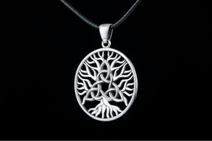 Yggdrasil with Triquetra Symbol Pendant Sterling Silver Viking Jewelry - vikingworkshop