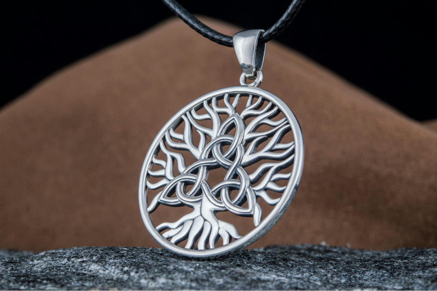 Yggdrasil with Triquetra Symbol Pendant Sterling Silver Viking Jewelry - vikingworkshop