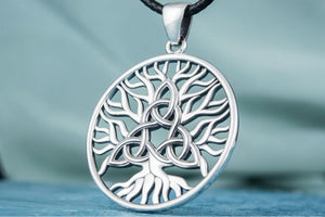 Yggdrasil with Triquetra Symbol Pendant Sterling Silver Viking Jewelry - vikingworkshop