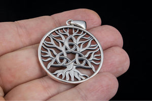 Yggdrasil with Triquetra Symbol Pendant Sterling Silver Viking Jewelry - vikingworkshop