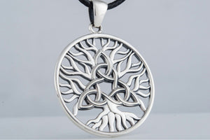 Yggdrasil with Triquetra Symbol Pendant Sterling Silver Viking Jewelry - vikingworkshop