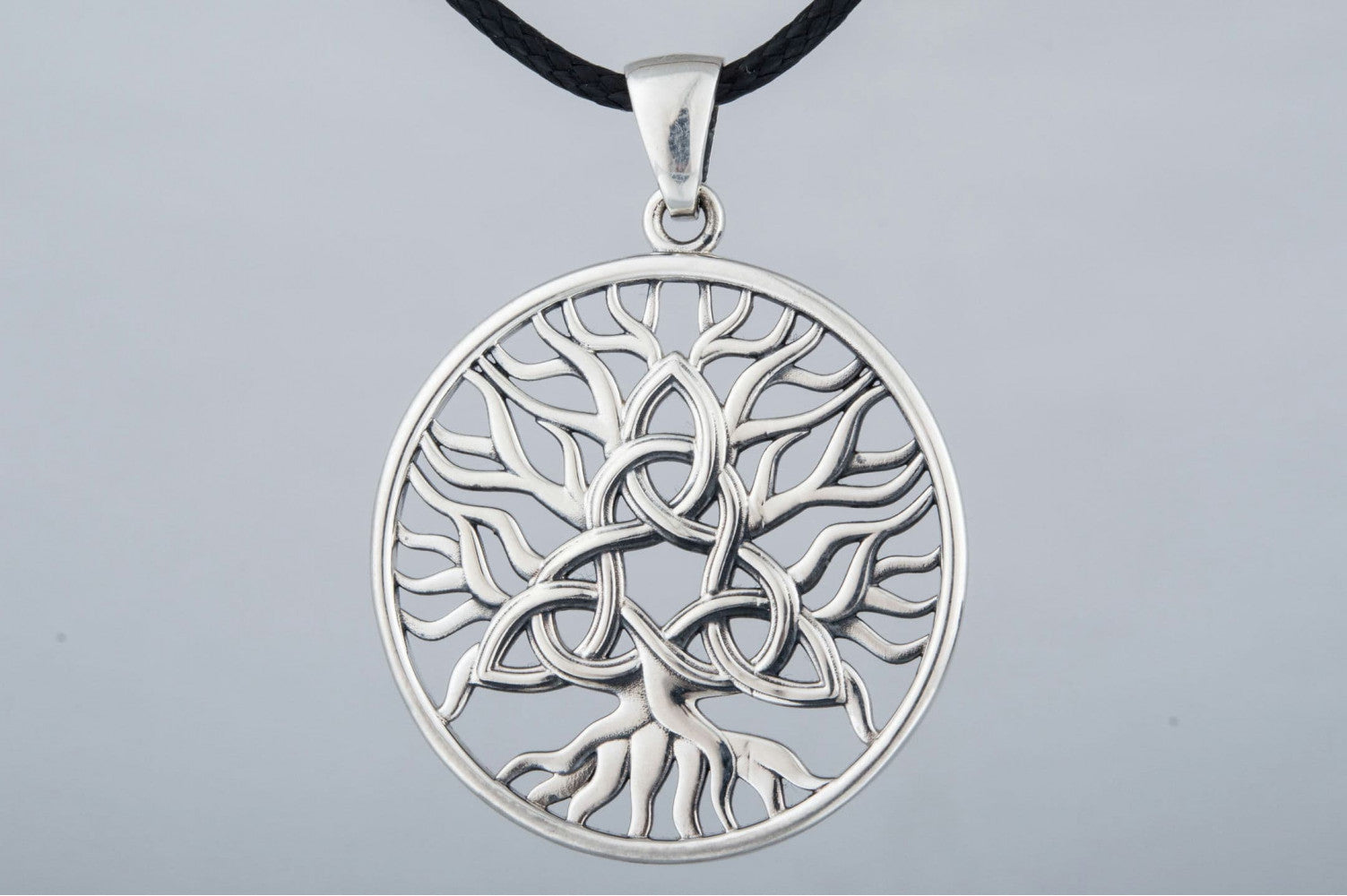 Yggdrasil with Triquetra Symbol Pendant Sterling Silver Viking Jewelry - vikingworkshop