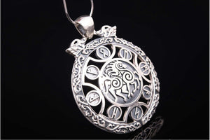 925 Silver Sleipnir pendant with Runes and Ornament, Unique Handmade Jewelry - vikingworkshop