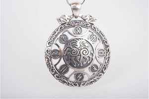 925 Silver Sleipnir pendant with Runes and Ornament, Unique Handmade Jewelry - vikingworkshop