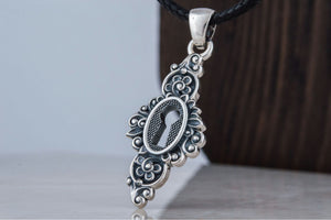 Keyhole Pendant with Flowers Ornament Sterling Silver Jewelry - vikingworkshop