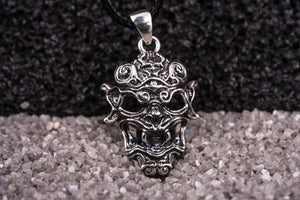 925 silver Oni Japanese Demon Mask, unique handmade jewelry - vikingworkshop