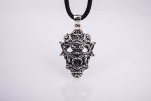 925 silver Oni Japanese Demon Mask, unique handmade jewelry - vikingworkshop