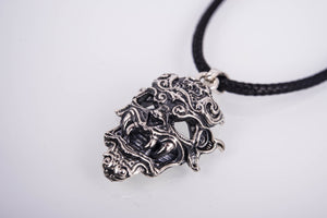 925 silver Oni Japanese Demon Mask, unique handmade jewelry - vikingworkshop