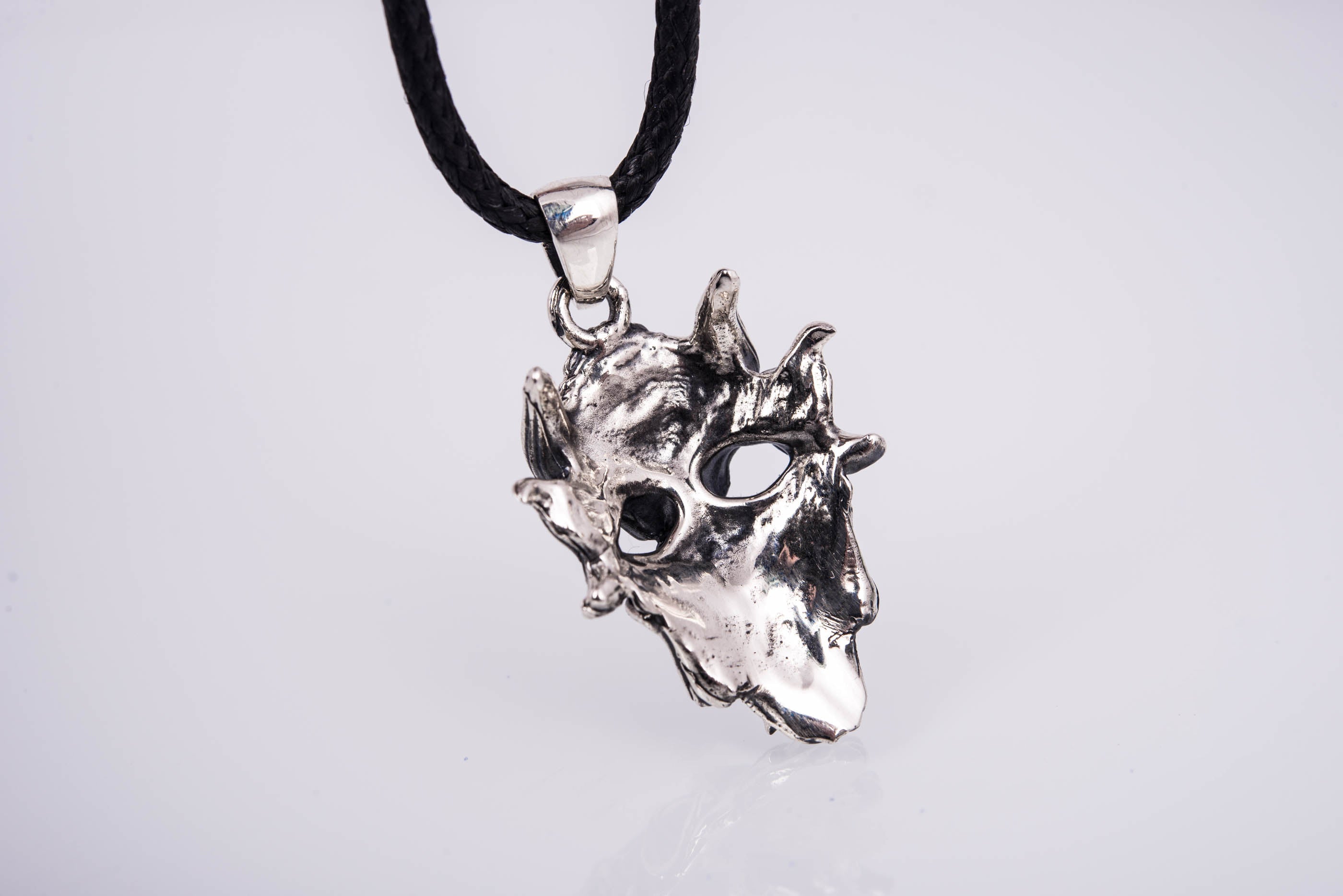 925 silver Oni Japanese Demon Mask, unique handmade jewelry - vikingworkshop