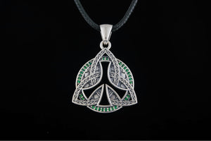 Triquetra Symbol Pendant with CZ Sterling Silver Celtic Jewelry - vikingworkshop