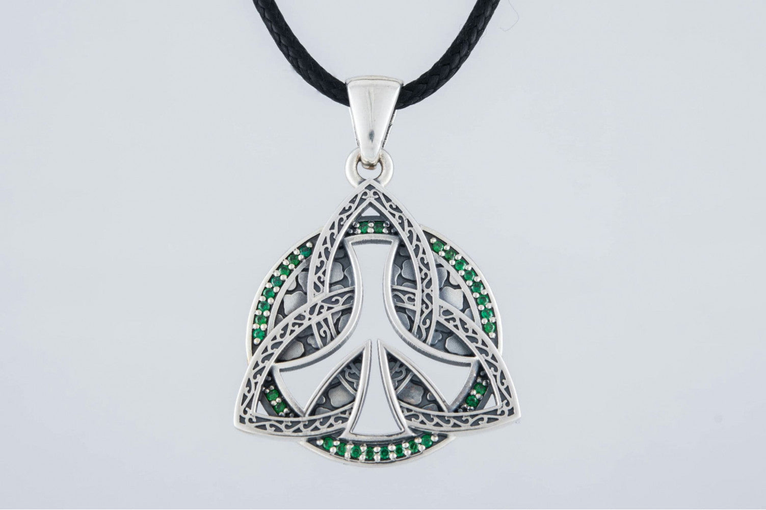 Triquetra Symbol Pendant with CZ Sterling Silver Celtic Jewelry - vikingworkshop