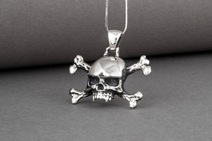 Sterling silver skull and bones handcrafted pendant for bikers and sailors, unique jewelry - vikingworkshop