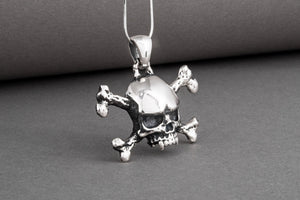 Sterling silver skull and bones handcrafted pendant for bikers and sailors, unique jewelry - vikingworkshop