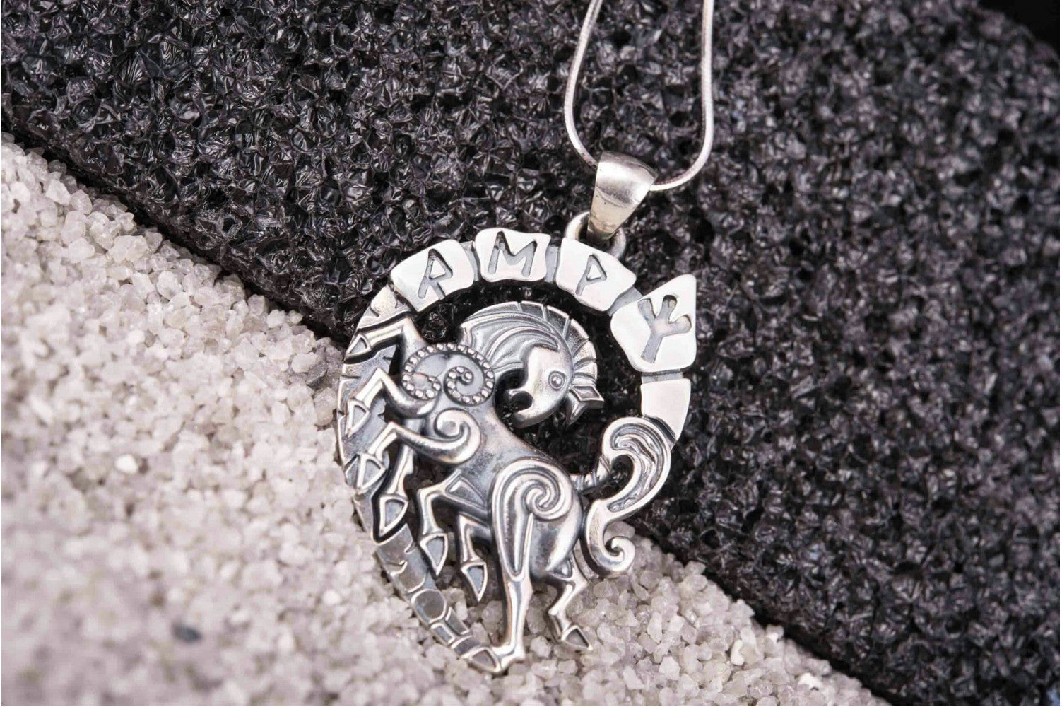 Sterling Silver Sleipnir Pendant with Runes, Unique handmade Viking jewelry - vikingworkshop