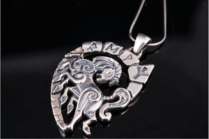 Sterling Silver Sleipnir Pendant with Runes, Unique handmade Viking jewelry - vikingworkshop