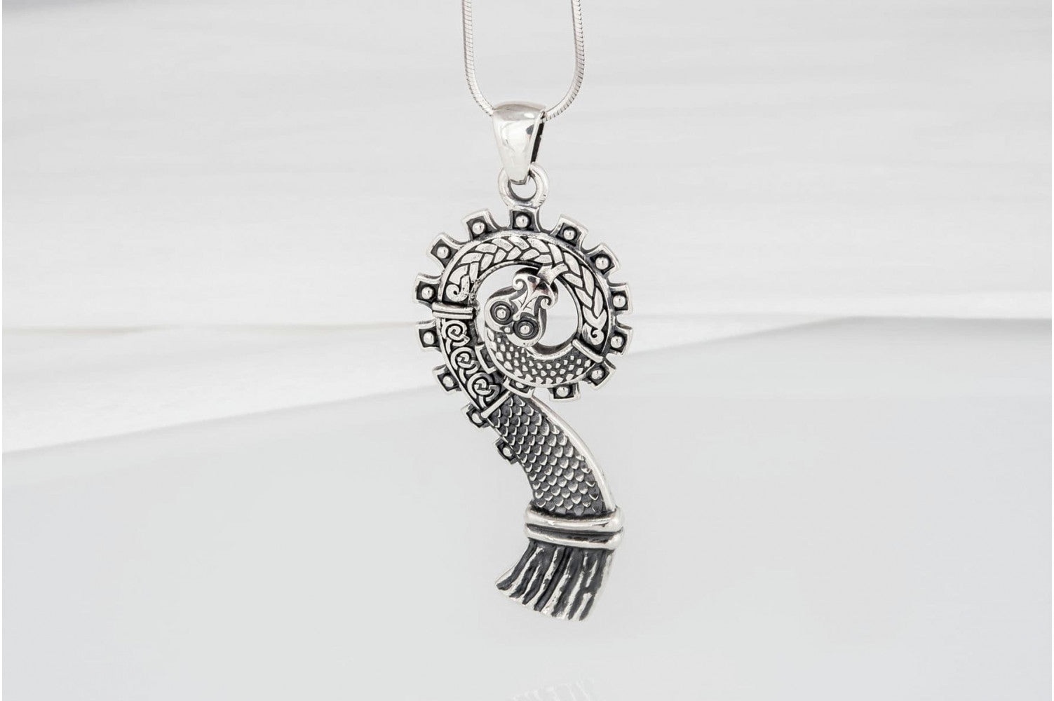 Unique 925 silver Pendant The bow of Drakkar, handcrafted Norse jewelry - vikingworkshop