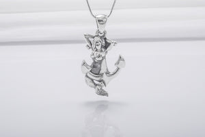 Anchor Handmade 925 Silver Pendant With Mermaid, Handcrafted Jewelry - vikingworkshop