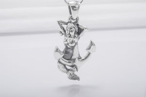 Anchor Handmade 925 Silver Pendant With Mermaid, Handcrafted Jewelry - vikingworkshop