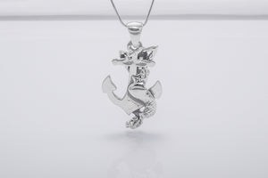 Anchor Handmade 925 Silver Pendant With Mermaid, Handcrafted Jewelry - vikingworkshop