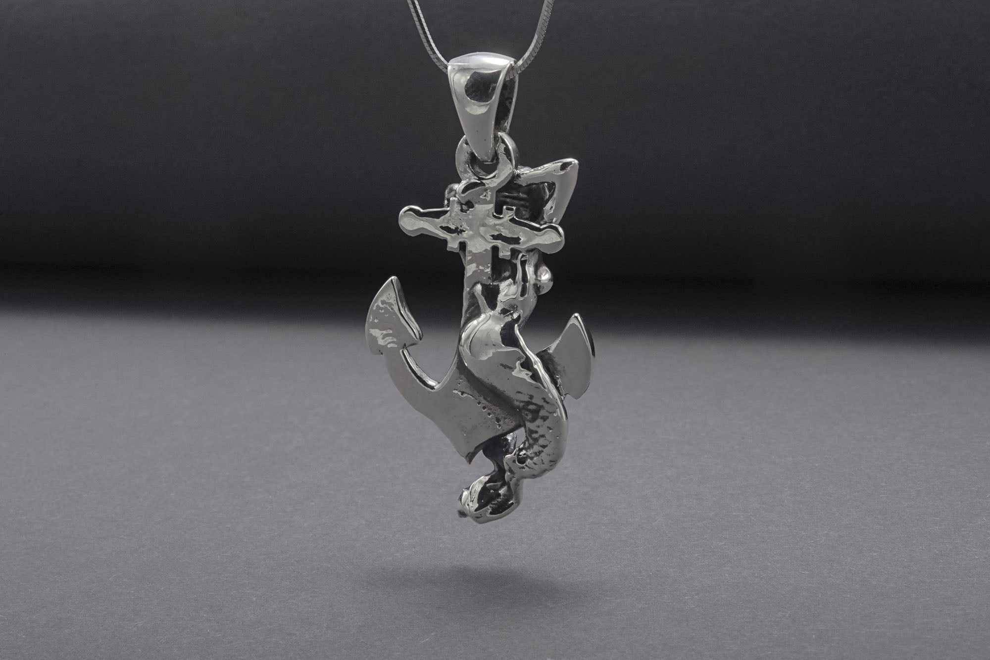 Anchor Handmade 925 Silver Pendant With Mermaid, Handcrafted Jewelry - vikingworkshop