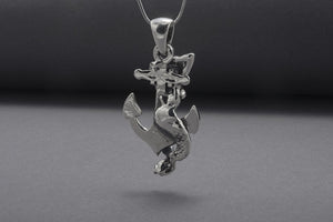 Anchor Handmade 925 Silver Pendant With Mermaid, Handcrafted Jewelry - vikingworkshop