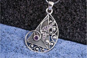 925 silver Fashion Geometry pendant with gems, unique fashion Jewelry - vikingworkshop