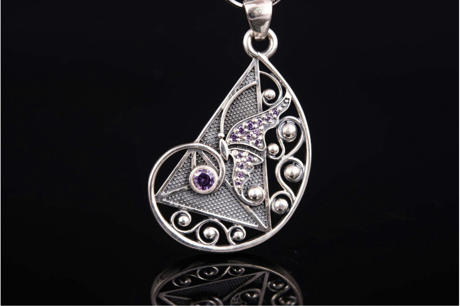 925 silver Fashion Geometry pendant with gems, unique fashion Jewelry - vikingworkshop