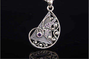 925 silver Fashion Geometry pendant with gems, unique fashion Jewelry - vikingworkshop