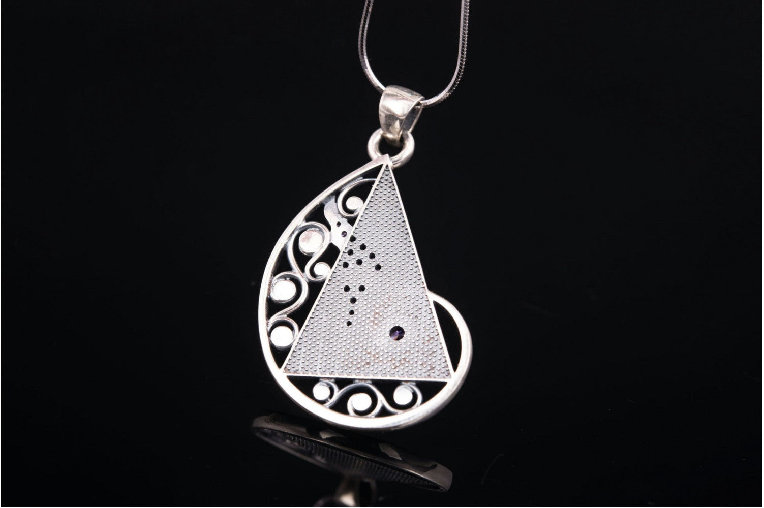 925 silver Fashion Geometry pendant with gems, unique fashion Jewelry - vikingworkshop